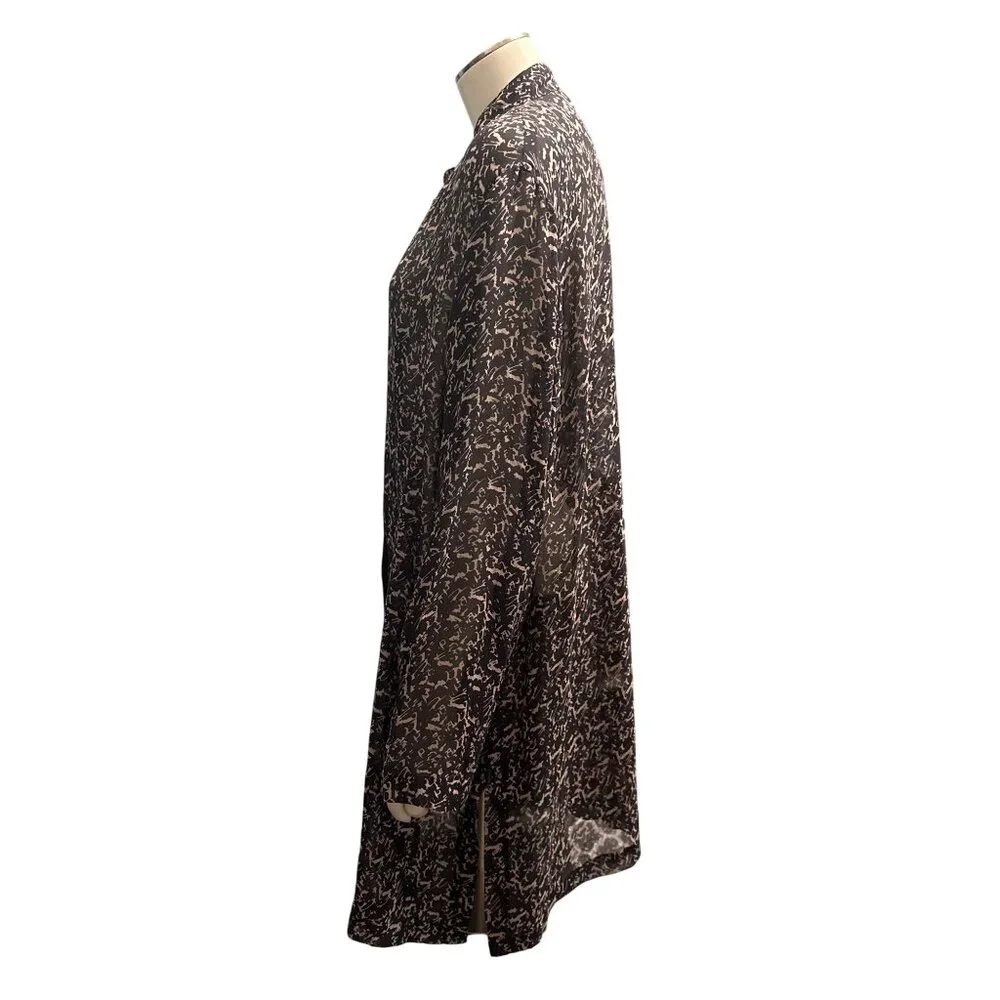 WinterSilks Size 2X Vintage Black Silk Top Sheer Abstract Print Euro Streetcore - Picture 3 of 9